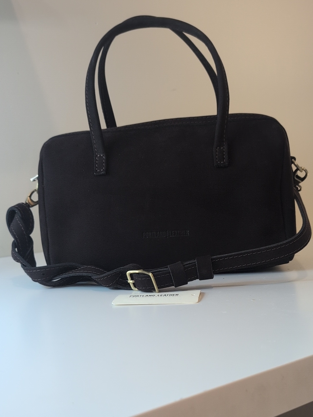 Portland Leather Oversized Sloan Doctors Bag In Brown Velvet